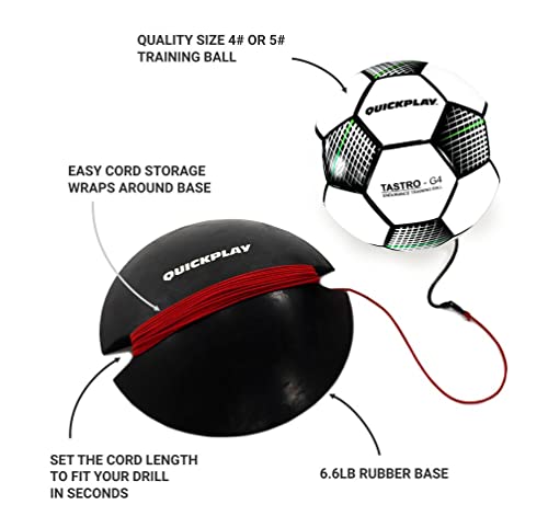QUICKPLAY Replay Soccer Training Ball | Adjustable Bungee Elastic Training Ball with Base Weight with 2 Years Part…